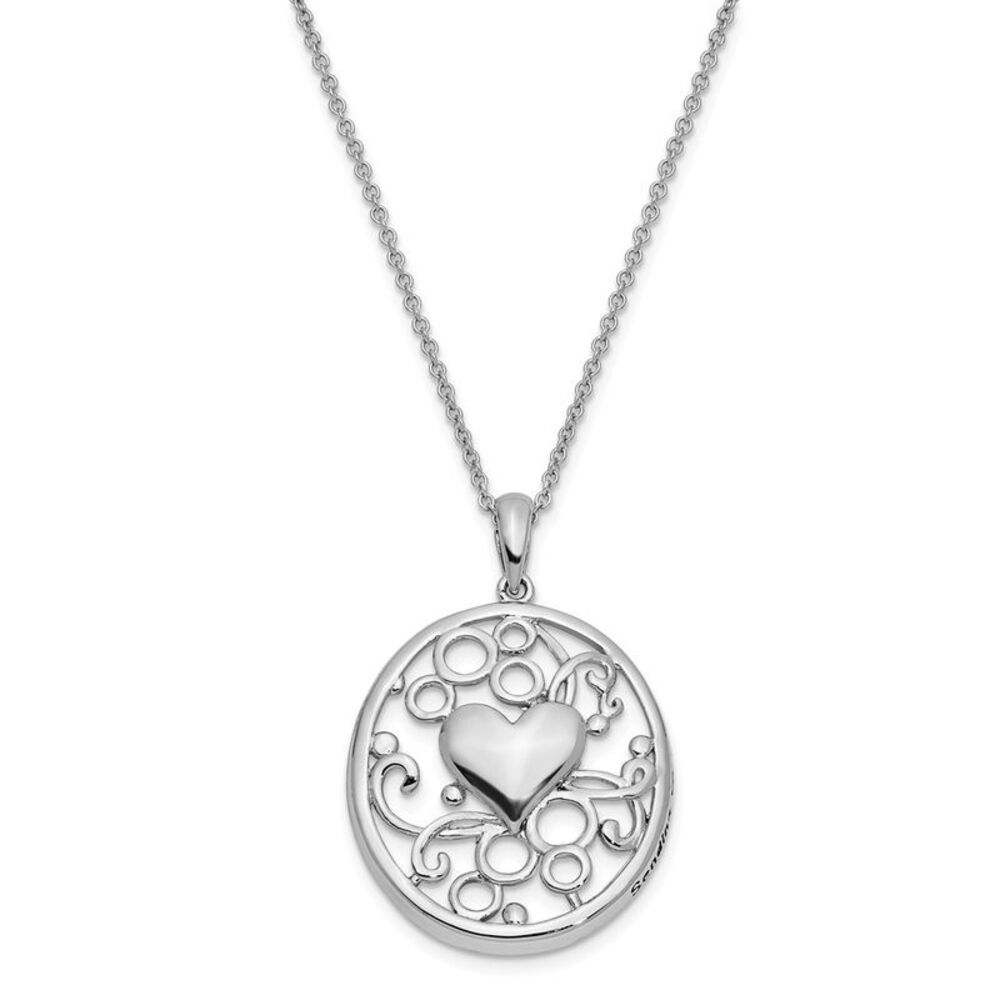 Rhodium Plated Sterling Silver Sending You My Love Heart Necklace